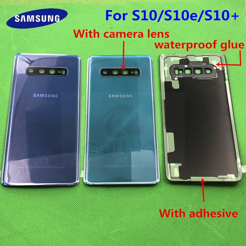 Sostituzione vetro posteriore per Samsung Galaxy S10 G973F S10 + G975F S10E G970 coperchio batteria custodia porta posteriore + sticke impermeabile