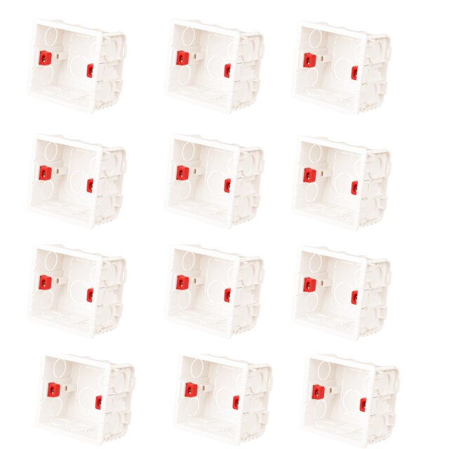 Boîte de montage réglable pour interrupteur mural, 3 couleurs, Cassette interne, 86mm x 83mm x 50mm pour interrupteur tactile de Type 86 et prise de courant: 12PCS White