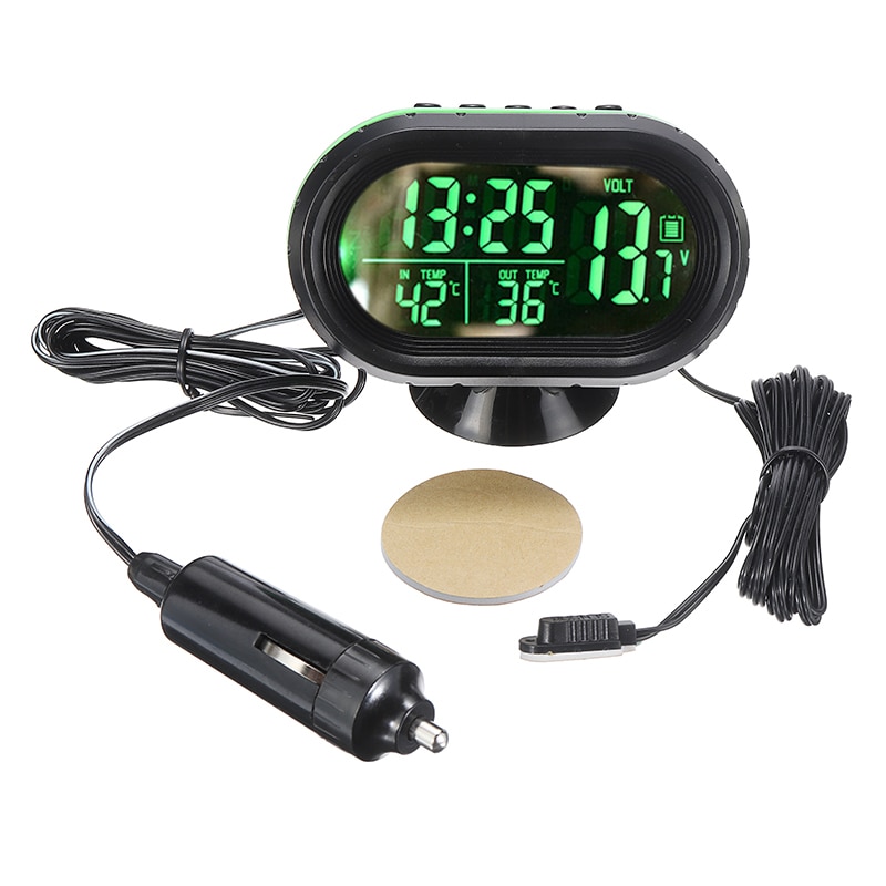Mini Auto Digitale Klok Thermometer Voltmeter 3-In-1 Led Display Backlight Digitale Klok Voltmeter Auto accessoires