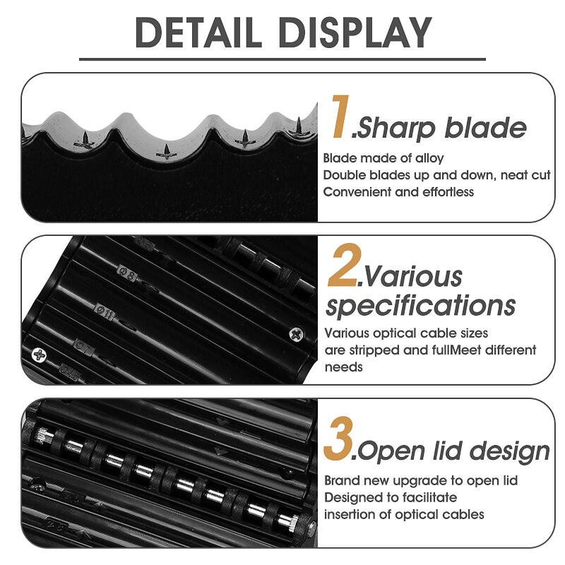 Découpeuse pour câble fibre optique, outil pour couper et décaper tube, faisceau longitudinal, en vrac,