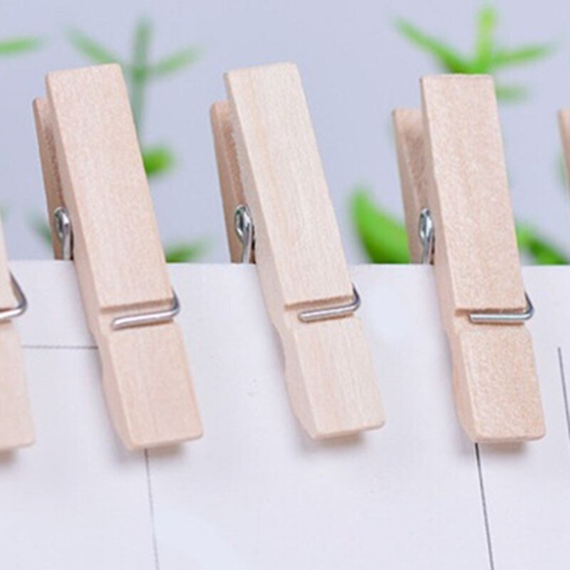 Mini broche de madera Natural para ropa, 50 Uds. X25 mm, papel fotográfico, pinzas para ropa, Color madera, artesanía, postal, decoración, Clip de pared de fotos