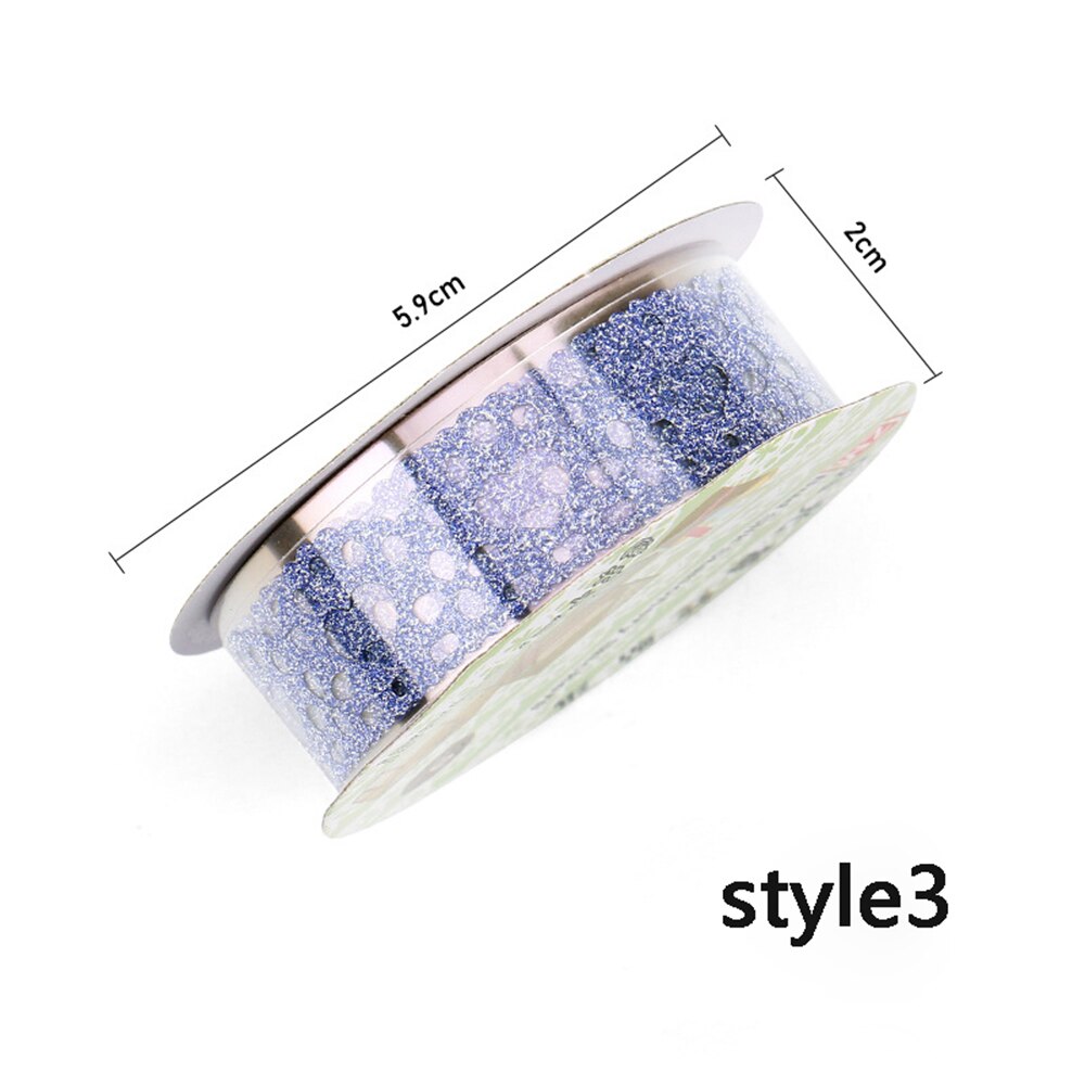 1 rollo de cinta adhesiva de oro brillante creativa, cintas de encaje con purpurina, cintas Washi manual autoadhesivo para estudiantes, decoración DIY: style3