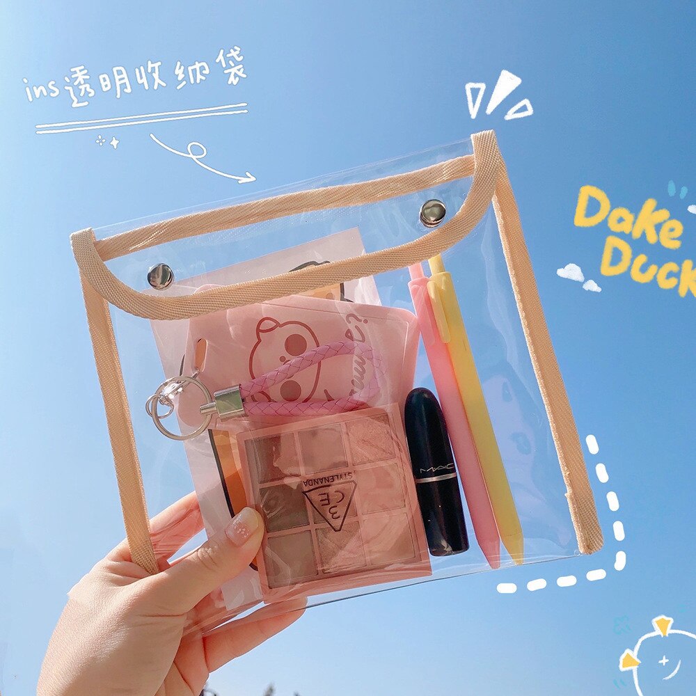 Transparent File Pocket Bag PVC Large Capacity Waterproof Cosmetic Makeup Storage Bag Student Pencil Bag Stationery