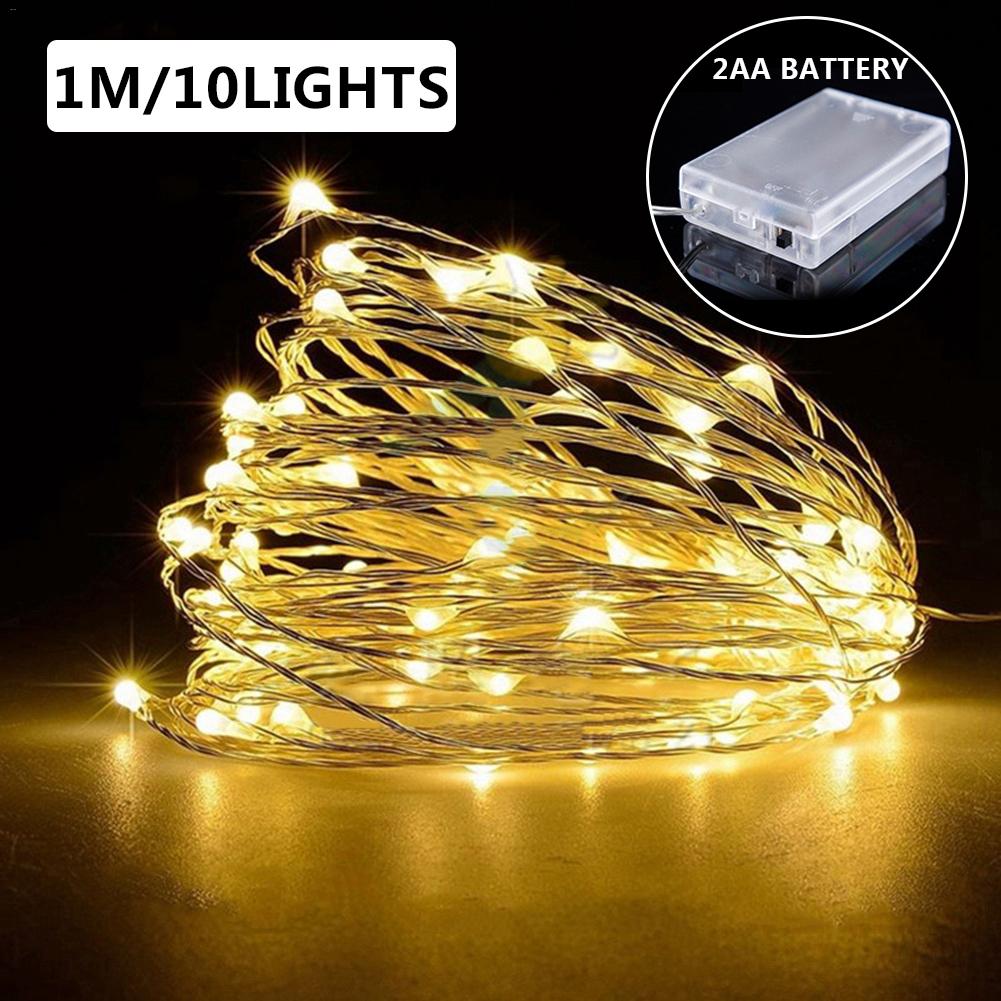 30LED 3m Christmas Decoration Home Parties Decor LED Multi-Purpose Copper String Light Manual 2AA Battery Connector String Light: 10LED 1 meter White
