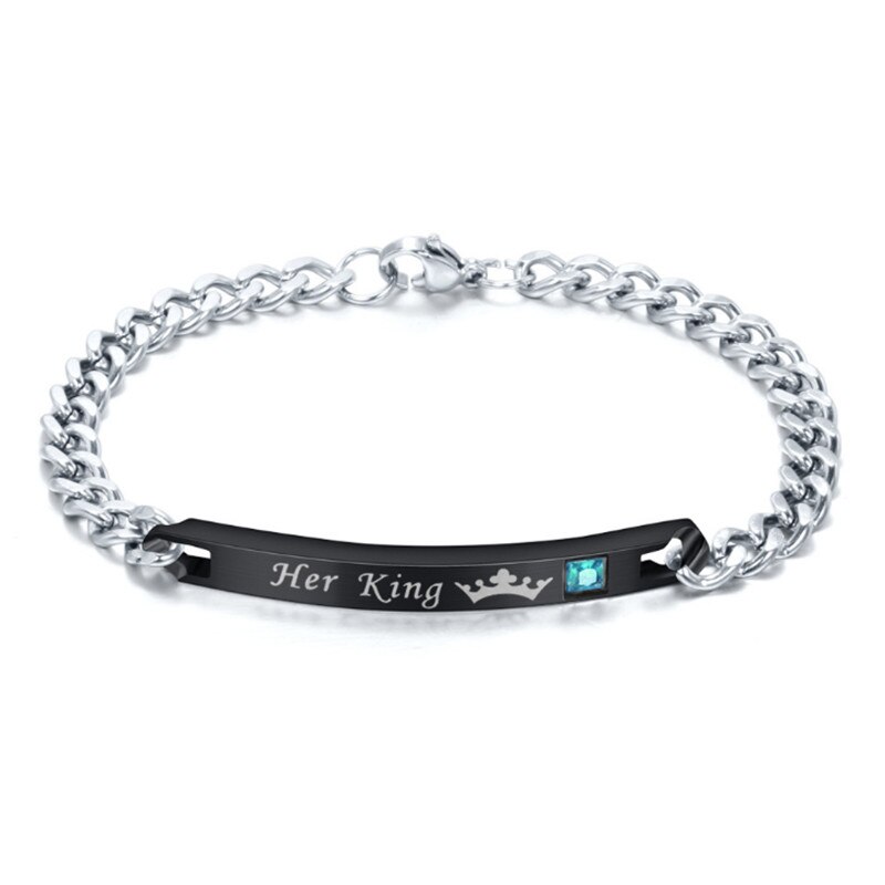 Modyle sa reine son roi noir couleur or Rose femmes hommes chaîne cristal Couple Bracelet pour hommes directe: 83032