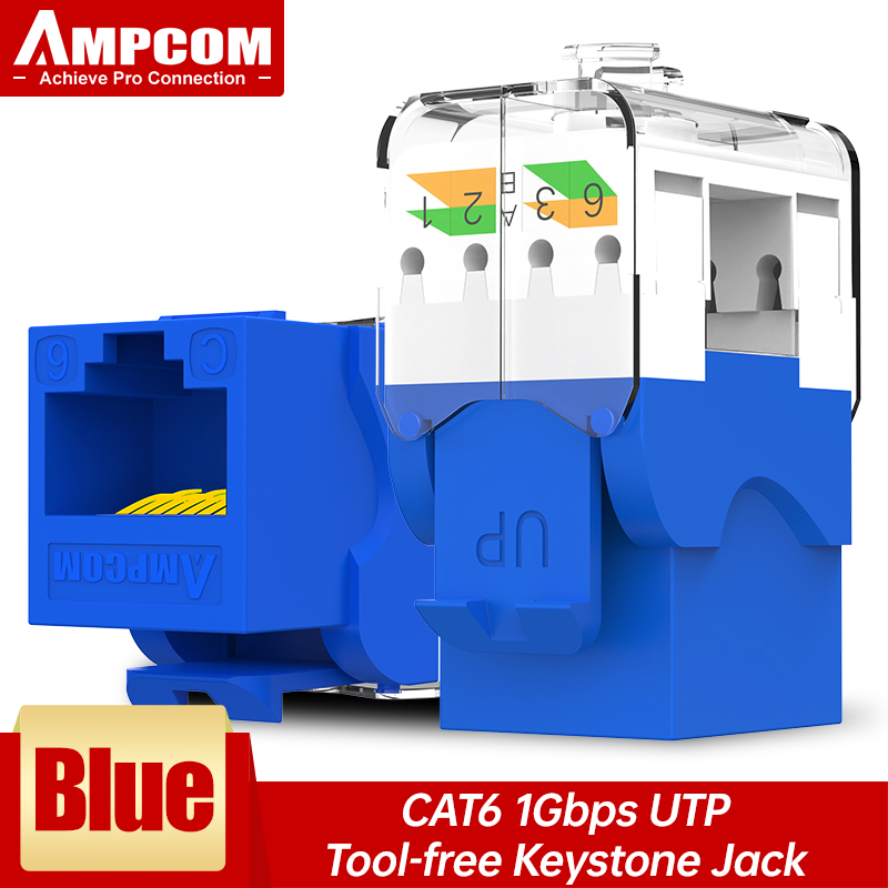 AMPCOM cat 6 tool free RJ45 Keystone Jack, CAT6a Cat6 Tool-Less RJ45 UTP Keystone Jack, No Punch-Down Tool Module Coupler: Other / 0.6m