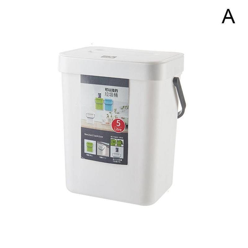 3/5L Wall Mounted Folding Waste Bin Kitchen Cabinet Storage Bin Garbage Door Accessories Can Car Trash Kitchen Trash Hangin O0X2: A