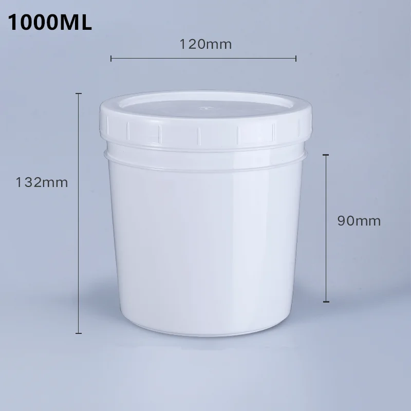 Lege 1000ml plastic potten met deksel voedselveilige bewaardoos luchtdichte verpakking fles 1 st.