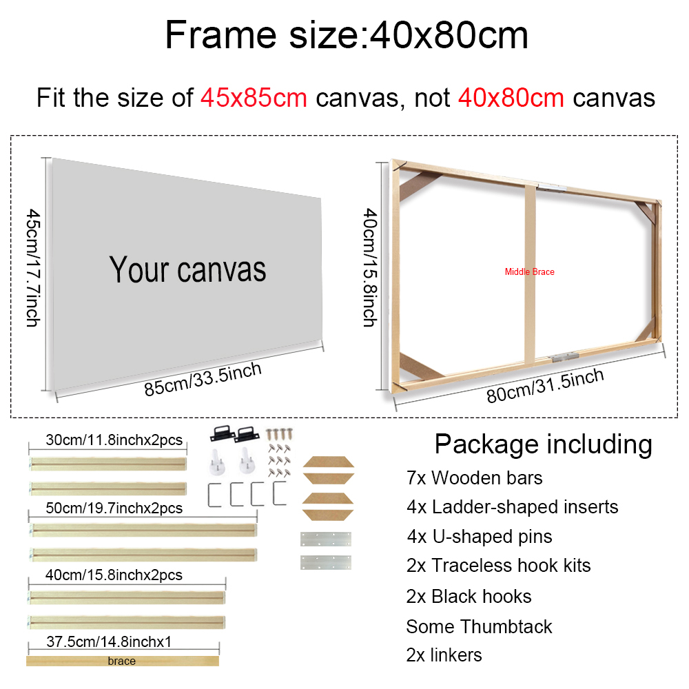 30x60 40x80 50x100cm Wooden Canvas Frame Frames Wooden Photo Oil Painting Canvas Diamond Painting Frames Canvas Wood Frame Wall: Burgundy