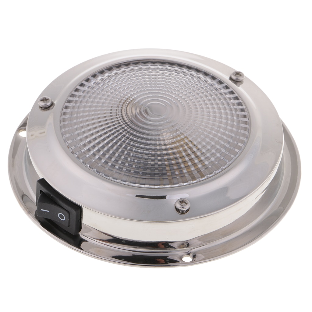 12V 10W Boat Interior Ceiling Dome Lights Surface Mount w/ On Off Switch for RV Motorhomes Camper Caravan Trailer (Warm White)