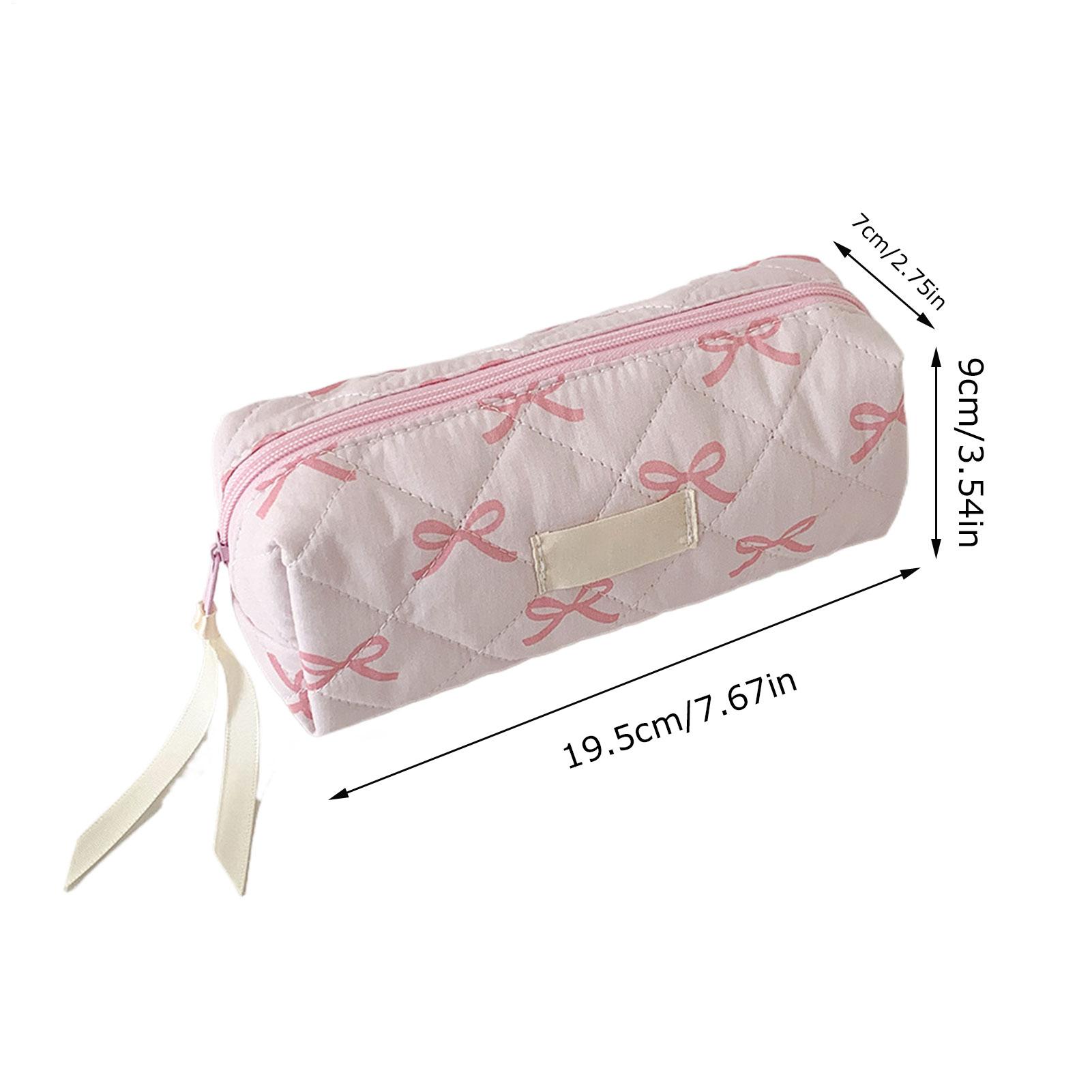 Cute Bow Pencil Case Portable Girl Makeup Bag Pouch Stationery Organizer Lightweight School Supplies
