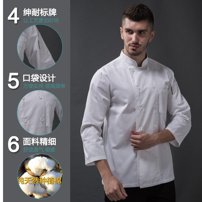 Billig hvid bomuld kokkejakker mænd dame kokkejakke kokke restaurant uniform kokkefrakke