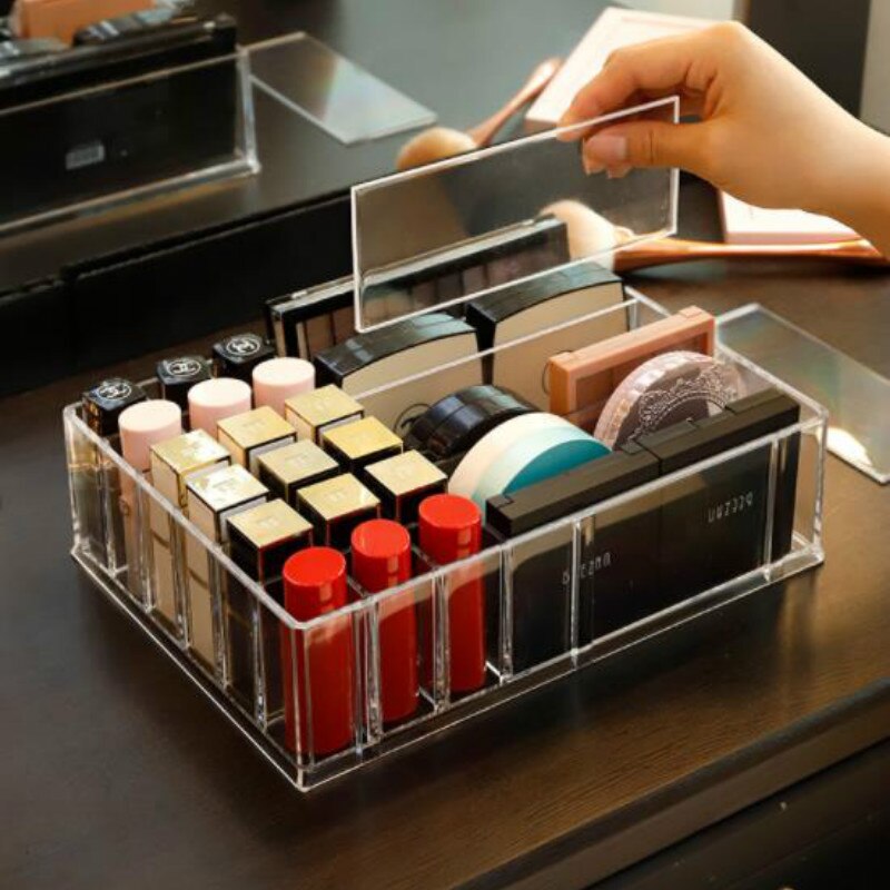 Stående akryl læbestift organizer 24 gitter makeup beholder neglelak opbevaring rack lipgloss display rack kosmetik holder