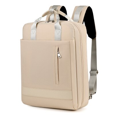 Rechargeable backpack 15.6" laptop with large capacity backpack on top: Beige