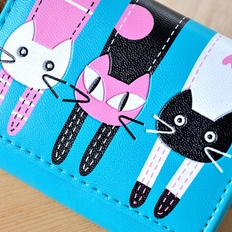 Women Cat Pattern Coin Purse Short Wallet Card Holders Handbag Women Long Clutch Wallet Large Capacity Wallets Phone Pocket Card