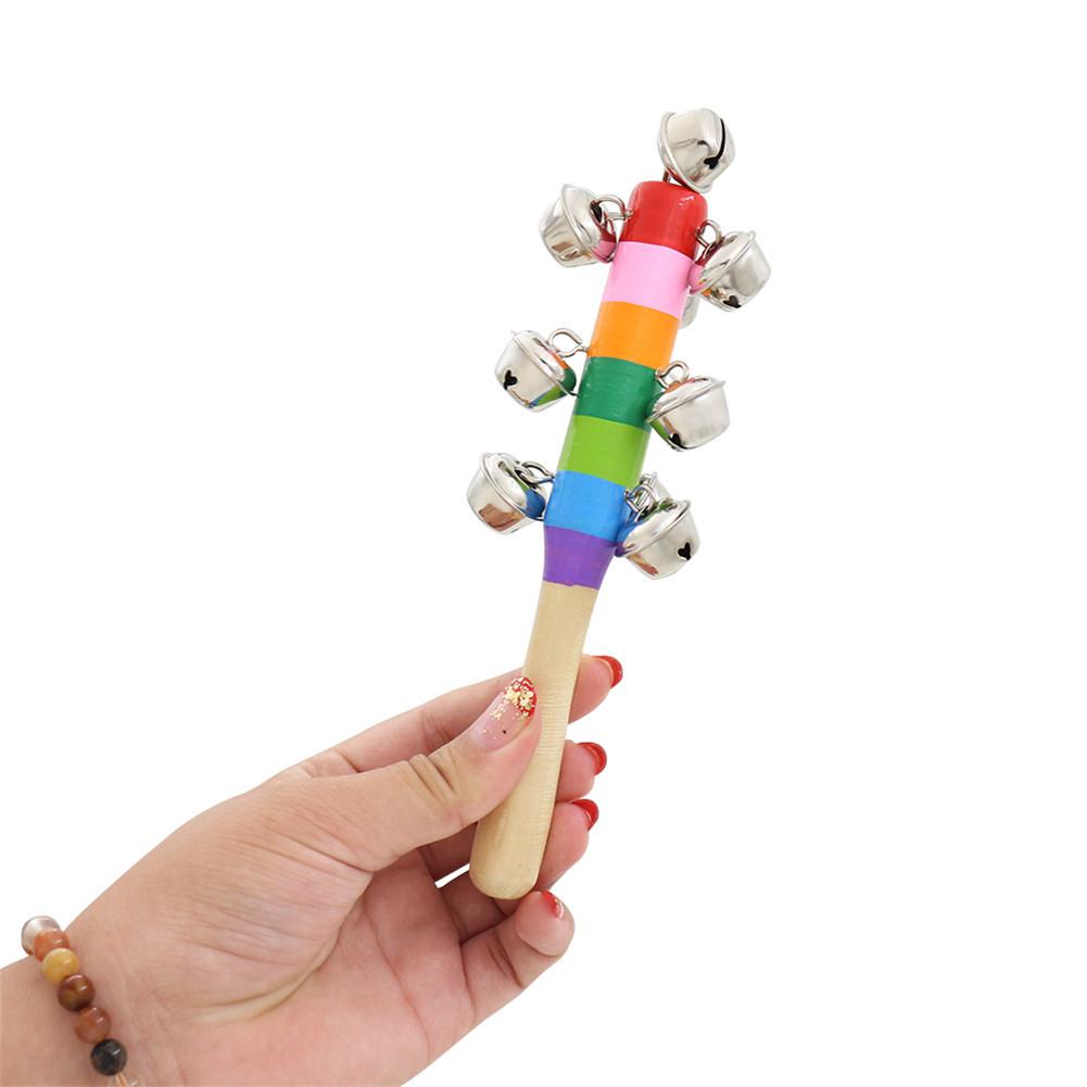 Kinderen kleine rammelaar muziekinstrument speelgoed Orff instrument kleurrijke houten bel baby rammelaar willekeurige kleur