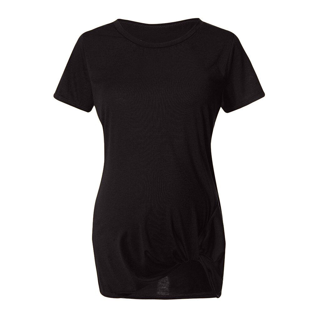 Gravidskjorta dam kortärmad rundringad slips gravid t-shirt sommar gravidtröjor vetement femme ropa maternal: Bk / S