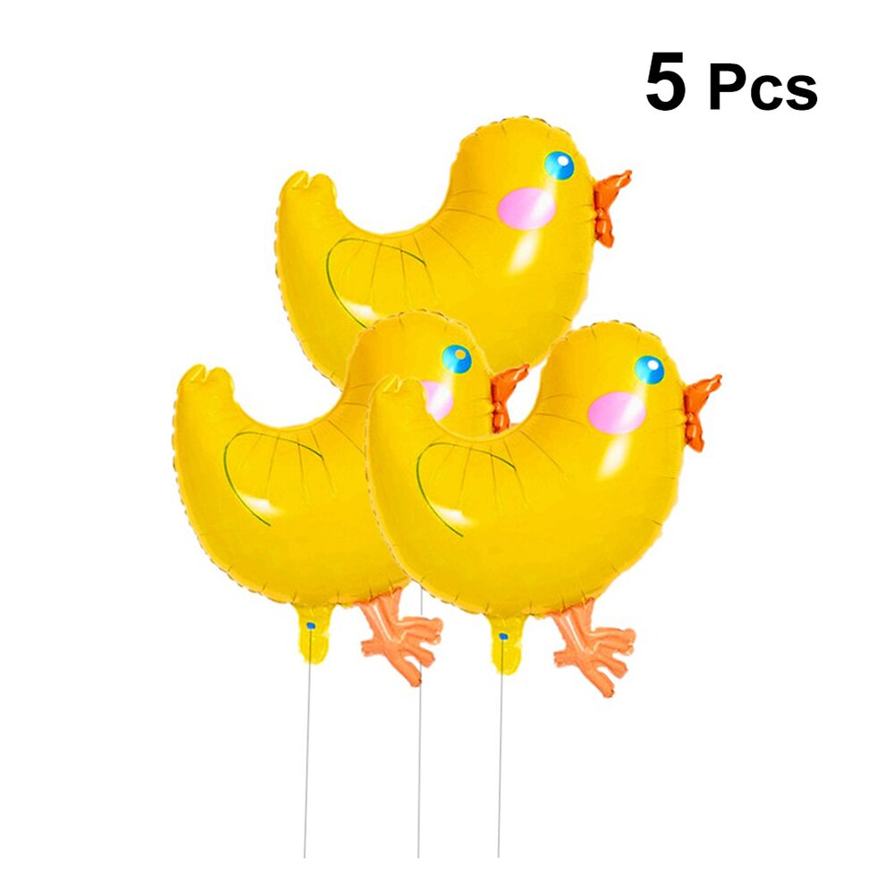 5Pcs Cartoon Folie Ballonnen Mooie Grote Gele Kippen Patroon Mylar Helium Ballonnen Decors Voor Verjaardagsfeestje Fetival Bruiloft (