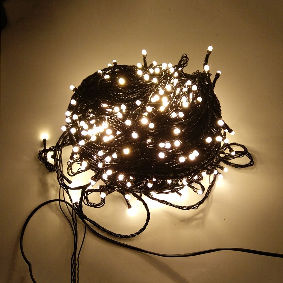 Thrisdr Black Wire Outdoor christmas Lights Led String Fairy Light 100M 50M 8M Christmas fairy light Party Garland light: Warm White / 50M 300LEDS / 110V US Plug