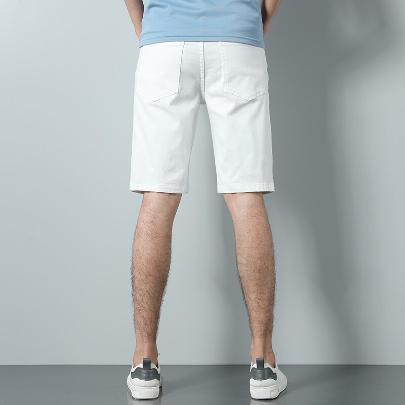 Pantalones vaqueros cortos elásticos para hombre, shorts ajustados de estilo clásico a la , color blanco liso, novedad de verano