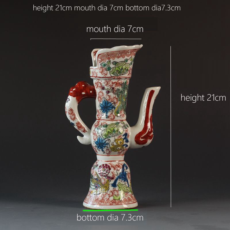 Kangxi year made pastel Dragon Phoenix flower pattern bamboo pot antique porcelain antique antique porcelain stock old items