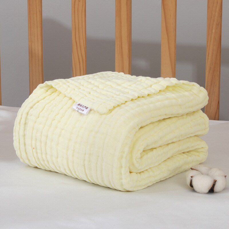 Babyfiltar nyfödd muslin swaddle 6 lager babyhandduk gasväv mjuk filt fast sängkläder set bomull sommartäcke: Gul