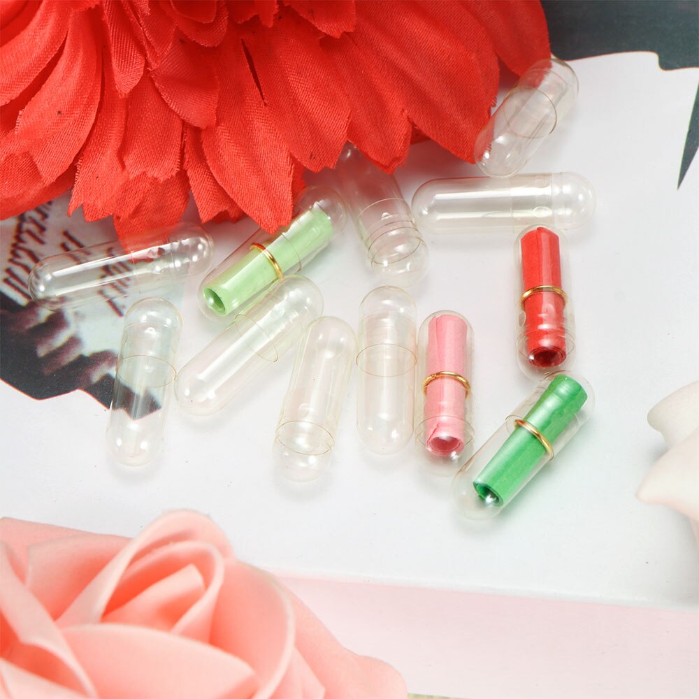 50pcs Cute Message In A Bottle Message Capsule Letter Love Pill Full Clear Wish Bottle Paper Scrip Storage