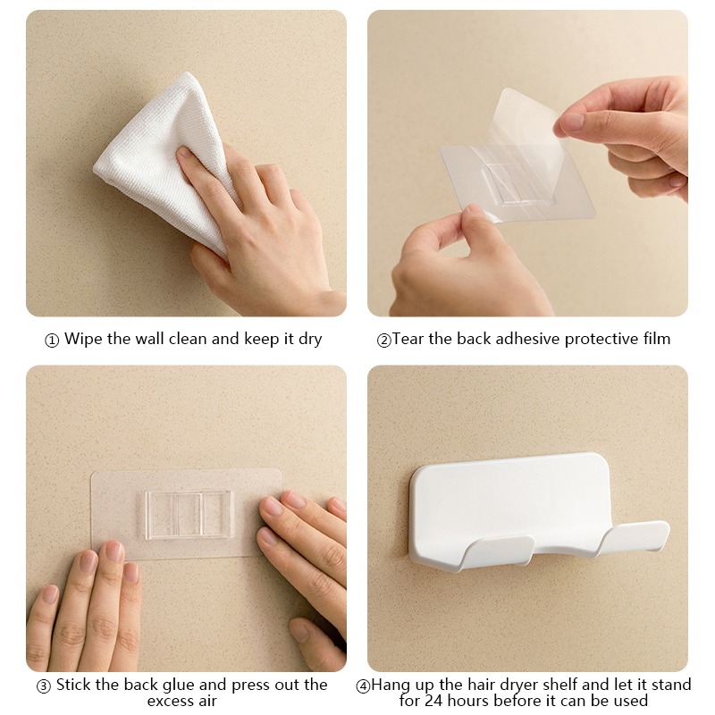 Föhn Houder Muur Badkamer Plank Zonder Boren Plastic Föhn Standaard Met Opbergdoos Toiletblazer Houder Plank
