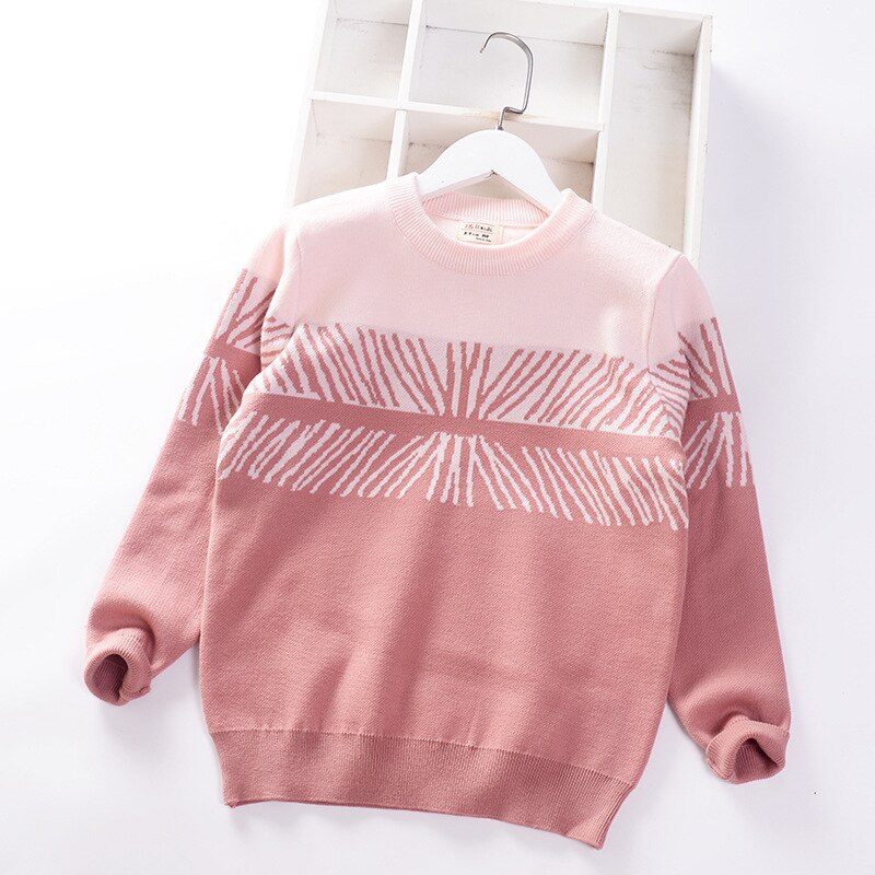 Teen Boys Sweaters Big Kids Long Sleeve Pullover Cotton Winter Fall Knitted Wear Outfit Children's Clothes: Pink / 14-15