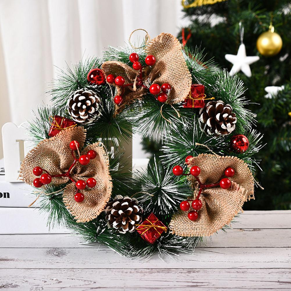 Beautiful Hanging Christmas Wreath Garland Ball Cone Xmas Ornaments Window Door Decoration Year 40a
