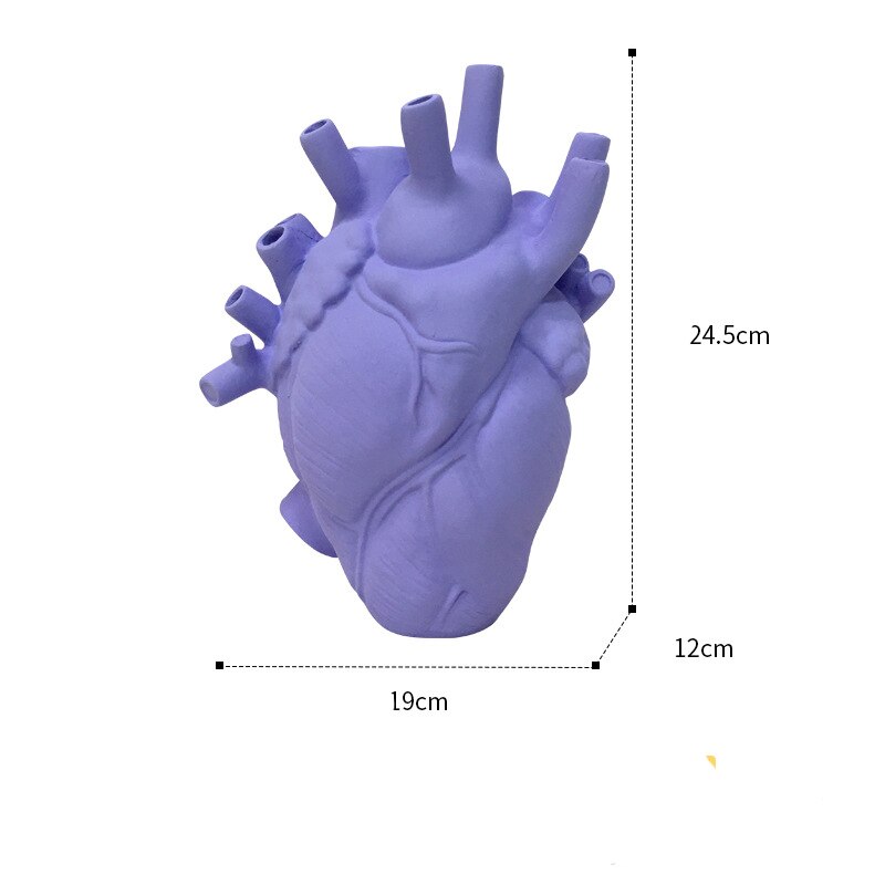 Anatomisches Herz bilden Blume Vase nordisch Stil Blume Topf Getrocknete Vasen Skulptur Schreibtisch Blumentopf für Wohnkultur Ornament: Violett L