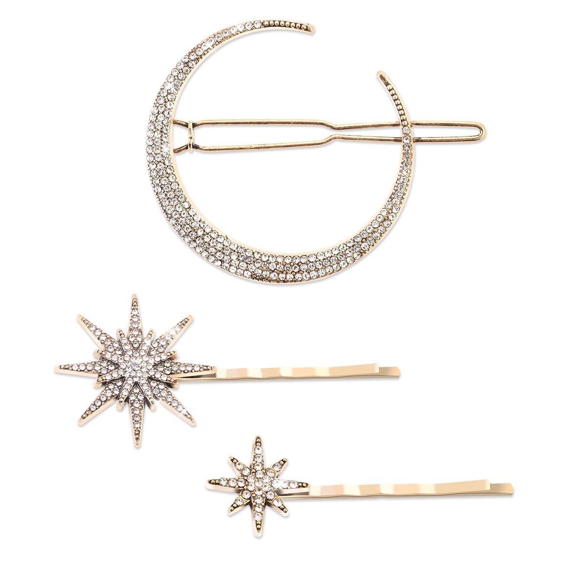 1/2 conjuntos de grampos de cabelo, estrelas e lua, presilhas para cabelo, acessórios de moda para mulheres e meninas, ferramenta bonita para penteados: 1 SET