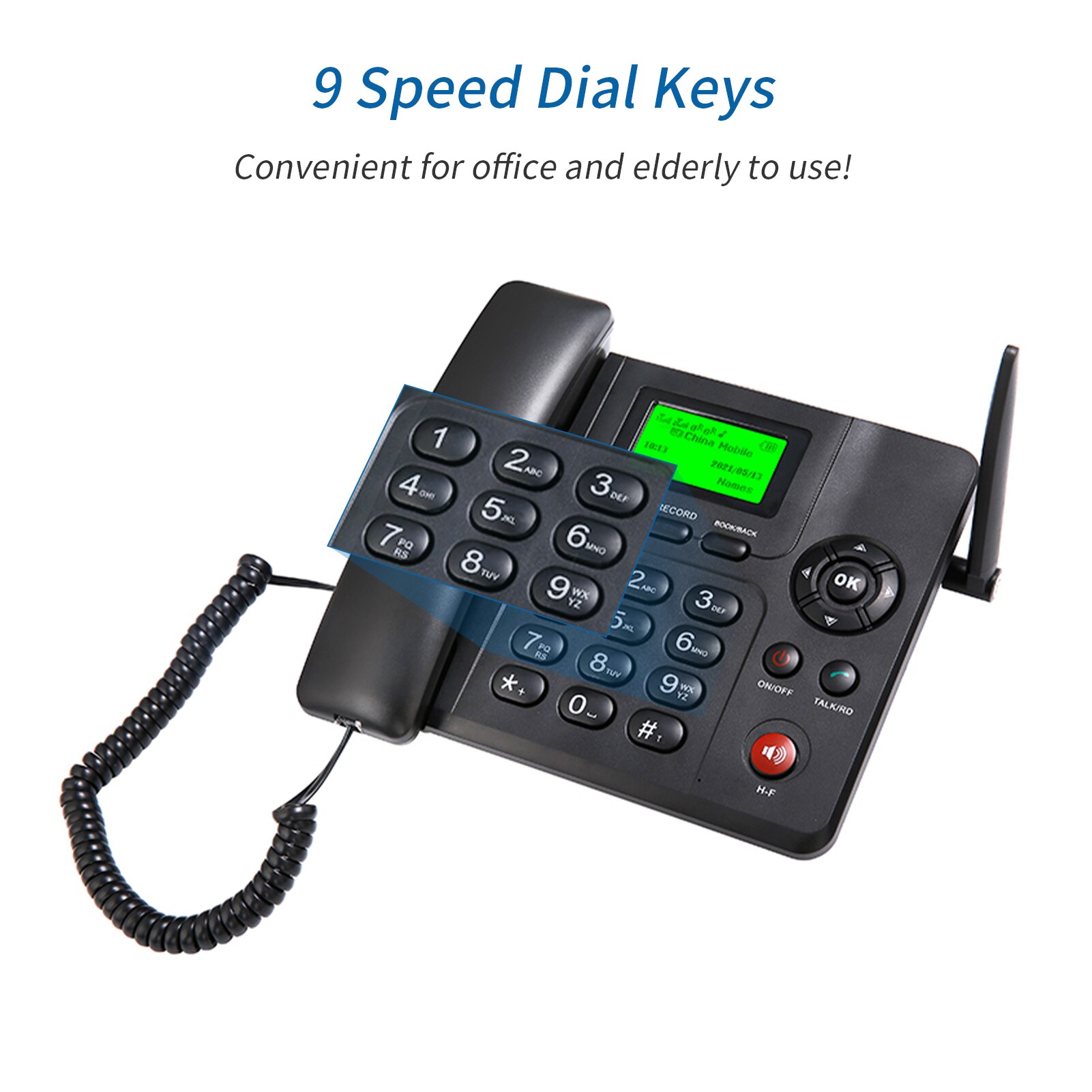 Teléfono inalámbrico fijo de escritorio, soporte GSM 850/900/1800/1900MHZ, Tarjeta SIM TF, 3G, inalámbrico, con antena de Radio y alarma
