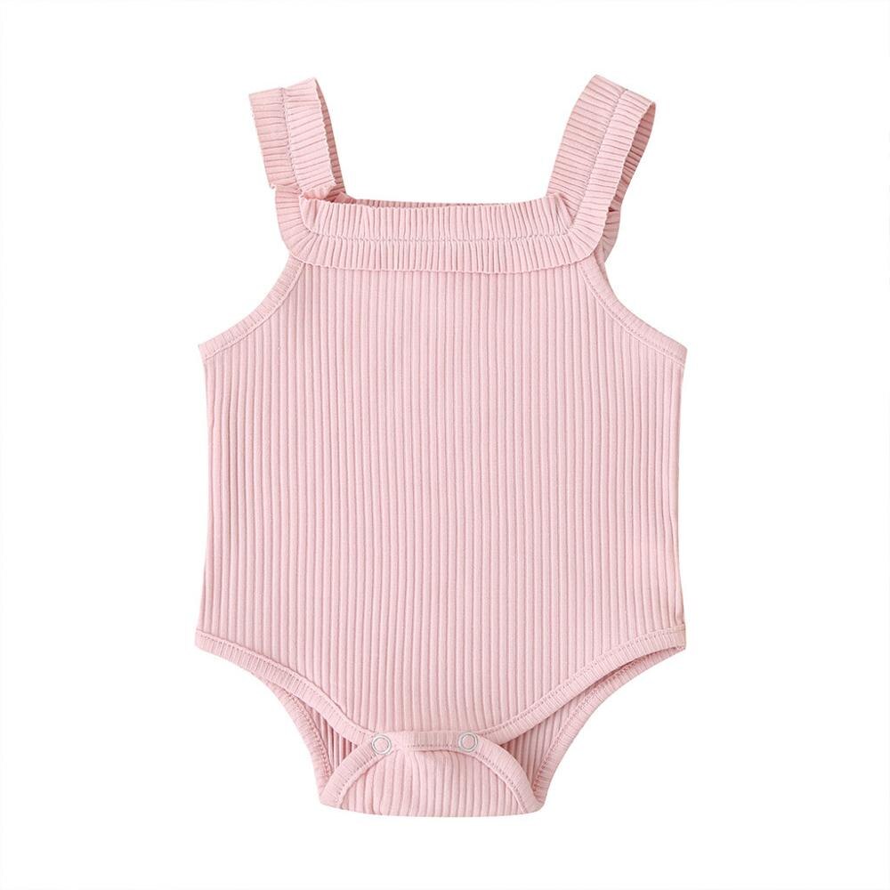 2022Children Summer Clothing Newborn Baby Boy Girl Knit Solid Ribbed Bodysuit Jumpsuit Cotton Outfits Sleeveless Sunsuit 0-24M25