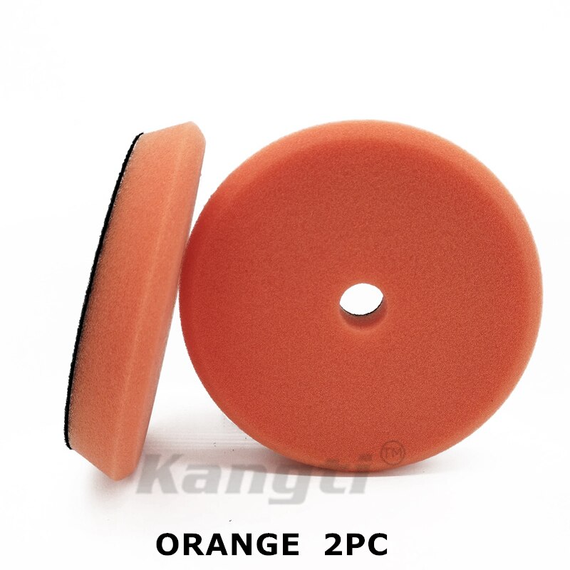 Kit de abrillantado para coche de 3/5/6 pulgadas, almohadillas para pulir DA/RO, esponja para encerado, discos para pulir y pulir, espuma alemana, pulido para carrocería de coche: Esponja ondulada / Naranja