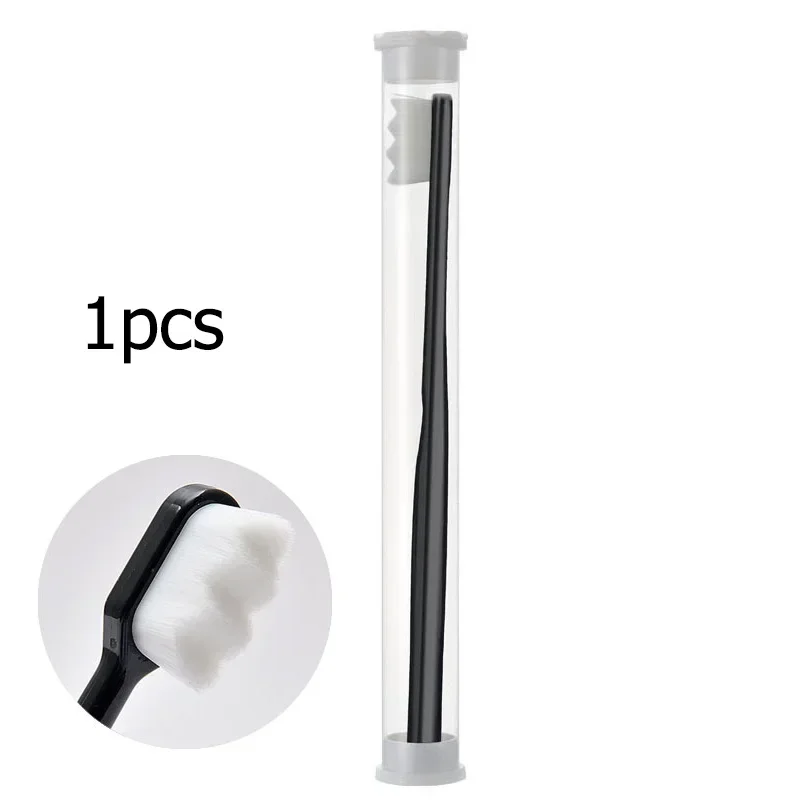 3pc ultra-fino escova de dentes macia adulto escova de dentes limpeza profunda portátil viagem escova de cuidados dentários clareamento oral dentista: Marrom