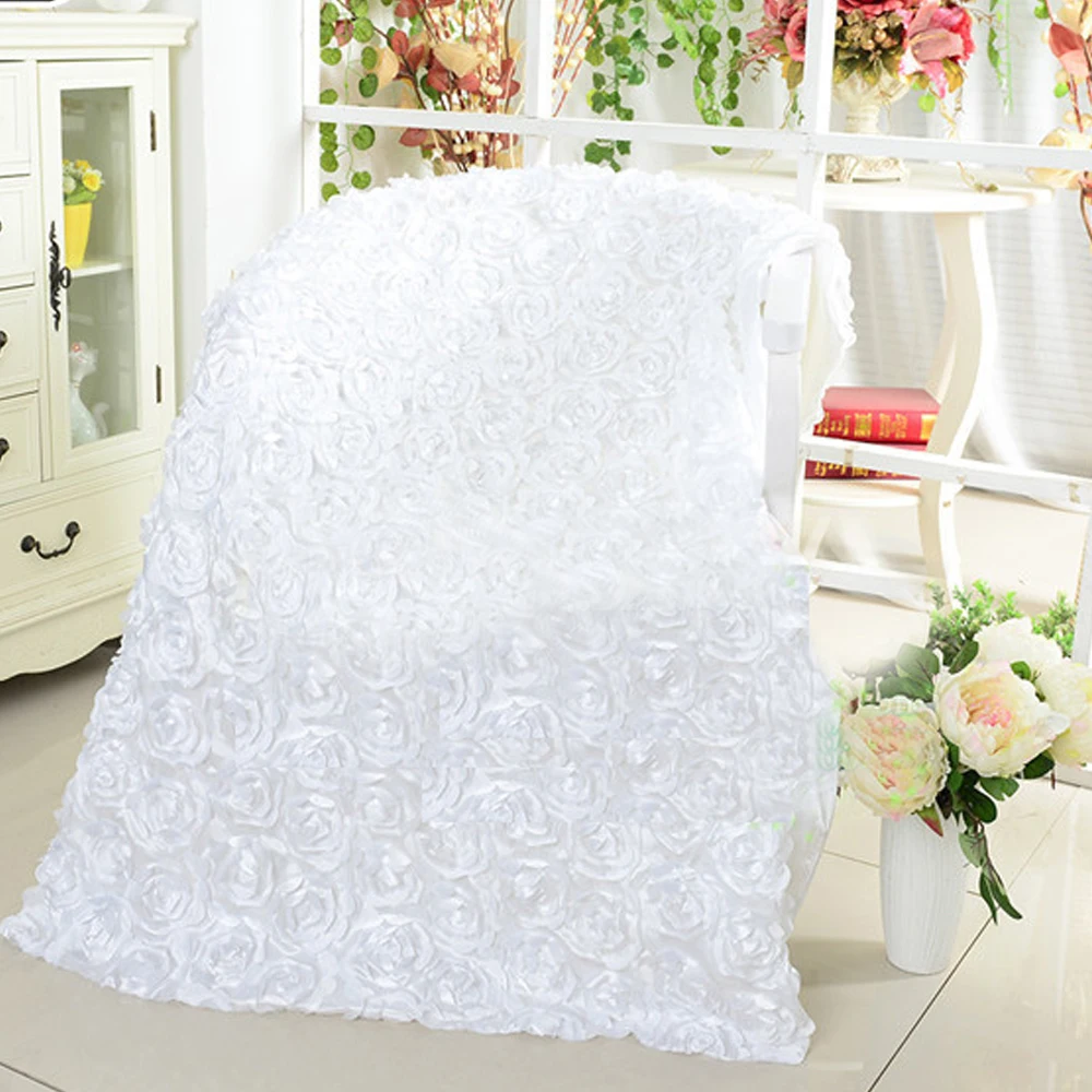 Hochzeit Dekoration 3D Satin- Rose Spitze Teppich Bestickte Festival Feier Blume Teppich Braut Hochzeit Teppich Vorhang Dekor: Freier Raum