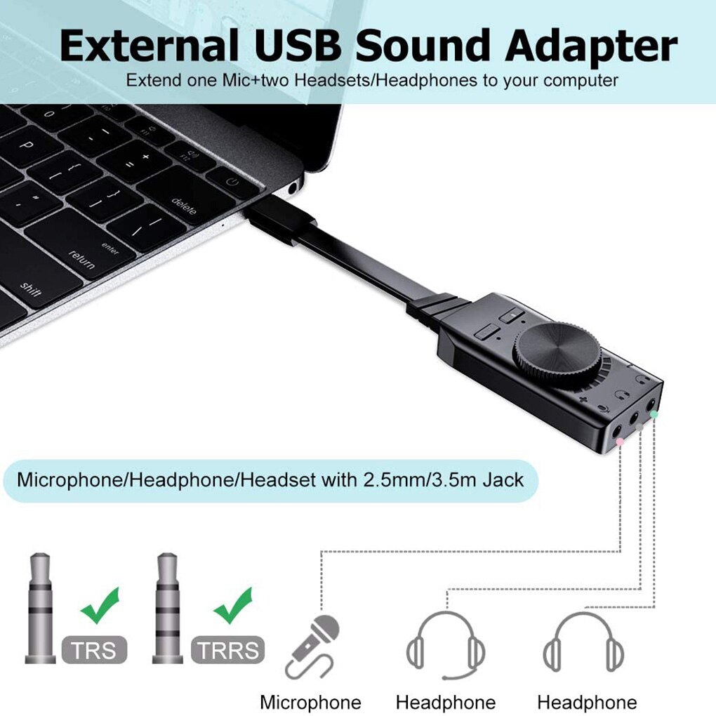 7.1 Kanaals Usb Geluidskaart Computer Laptop Externe Audio Adapter Card Met 3.5Mm Hoofdtelefoon Poorten