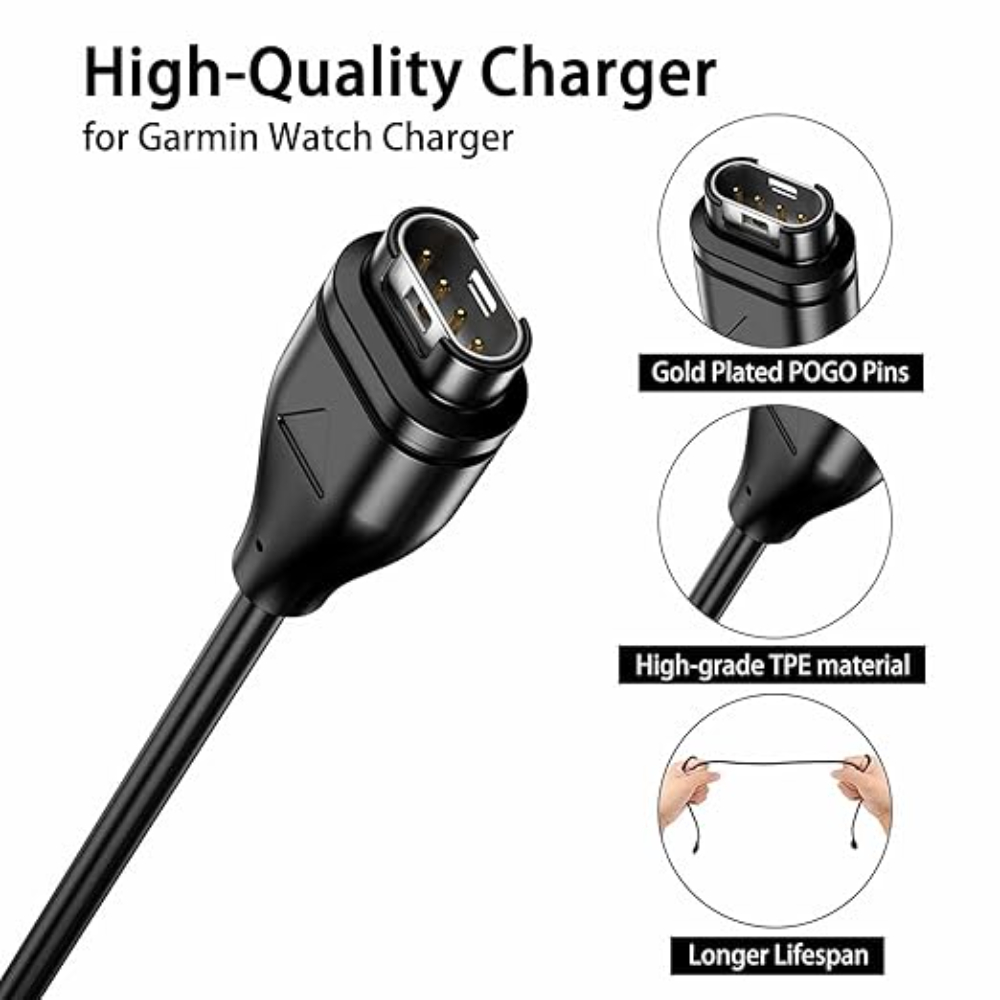 USB Charger Cable for Garmin Fenix 7 6 5 S X,Forerunner 945 45 45S,Vivoactive 5 4 4S 3,Instinct 1 2 2S,Vivomove,Venu Sq 2 2S