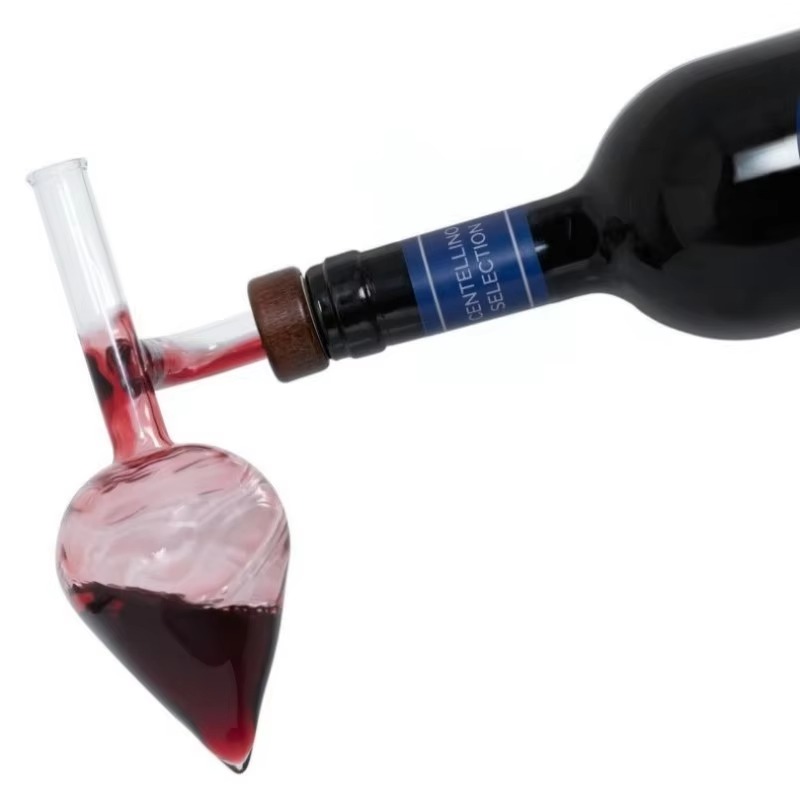 Aireador de vino, vertedor de botella de vino tinto portátil transparente y decantador rápido, aireador de vino tinto transparente redondo/de forma de melocotón