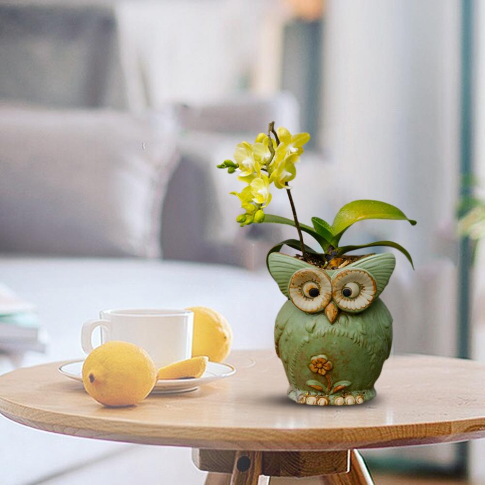 Maceta para flores con forma de Búho de cerámica, maceta para flor de cerámica, bonito, maceta suculenta, decoración del hogar, 1 Uds.