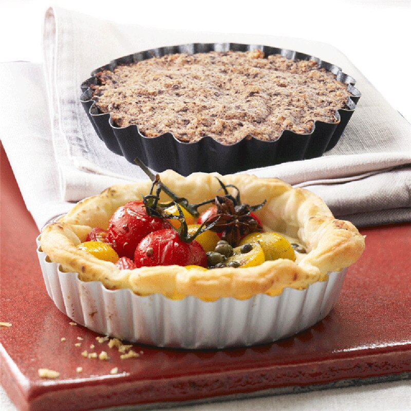 1PCS Removable Bottom Non-Stick Tart Quiche Pan Aluminum Round Cake Tins Flan Pan Oven Baking Cooking Evenly