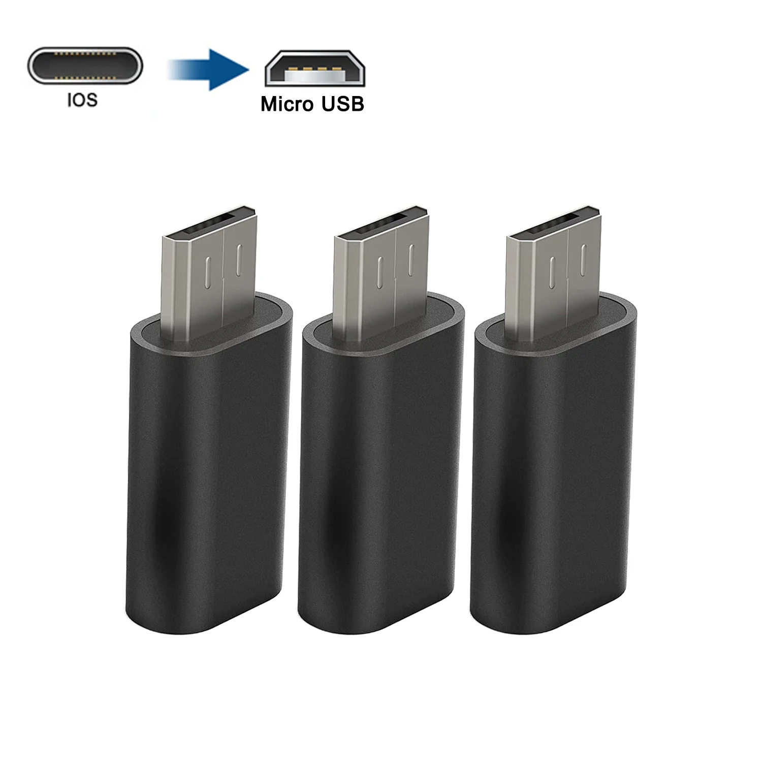Adaptador Micro USB tipo C macho a IOS hembra, conector de sincronización de datos, convertidor de carga para Apple, teléfono móvil Android, adaptador de computadora portátil: Rosa