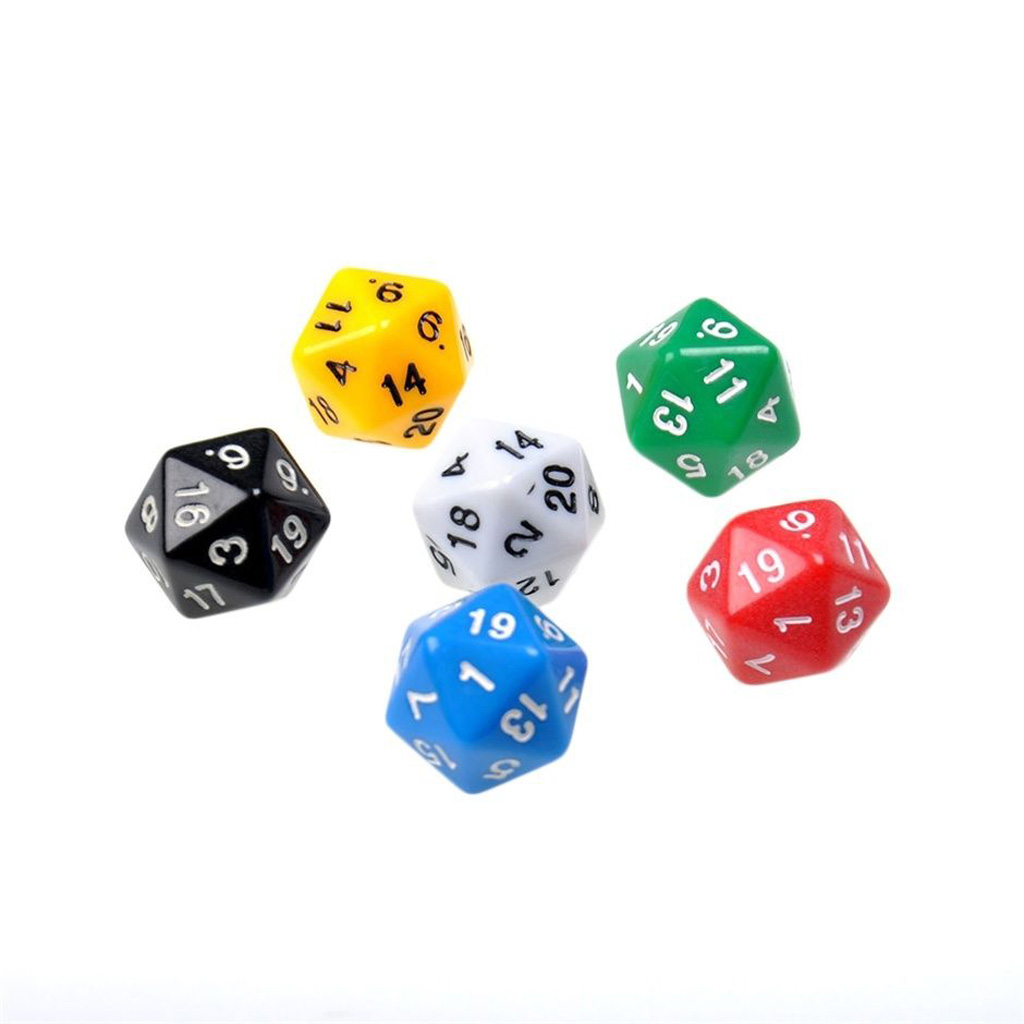 6 teile/satz 20 einseitig Acryl Würfel RPG TRPG MTG D20 Würfel Würfel für Rollen Spiele D & D DND- Mehrfarbig