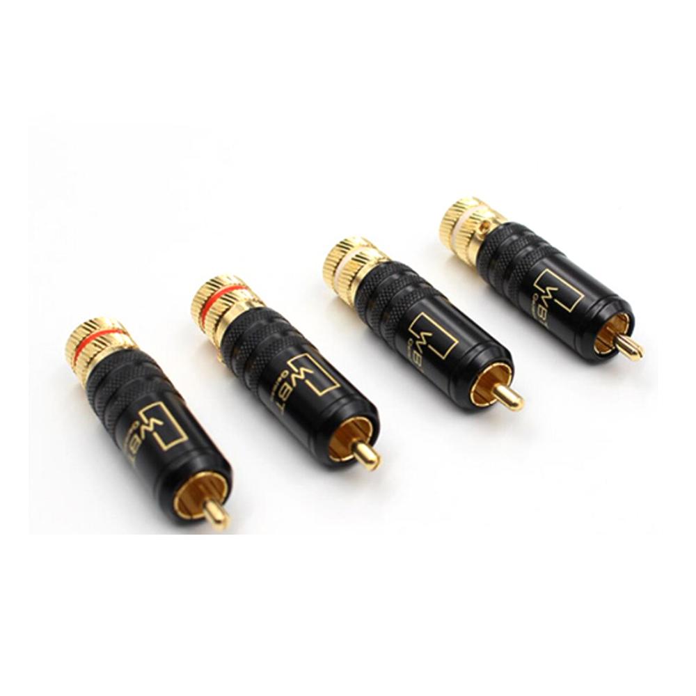 Colleimage Hifi 4pcs interconnect Rca Cable Extension RCA Plugs WBT 0144 RCA Plug lotus Head Copper RCA Plug Connectors