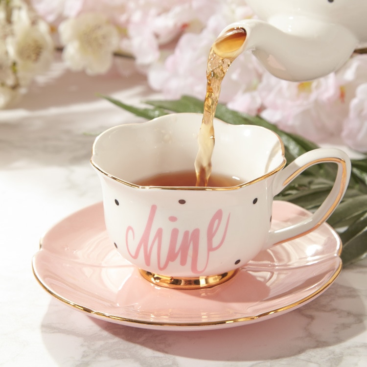 Gold Afternoon Tea Cup Saucer Set Coffee Cup Tea pot Set Tea Tray Bridesmaid