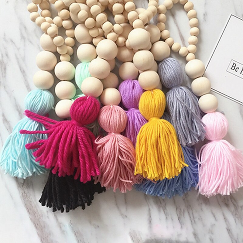 INS Nordic Stil Holz Perle String Dekoration Kinder Zimmer Zelt Wand Hängen Ornamente Mädchen Baby Zelt Dekorative Anhänger