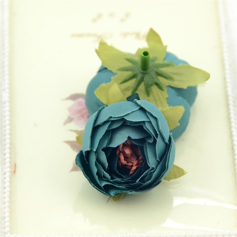 5 stk kunstige 5cm håndlavede knop silke blomsterhoveder til bryllup haven dekoration diy scrapbog håndværk kasse tilbehør: Tiffany