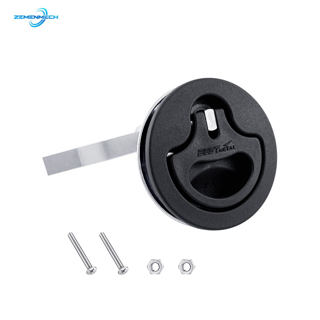 Marine Hardware Black Nylon Cam Latch Flush Mount Pull Hatch Deck Latch Turning Lift Handle With Back Plate Boat Accessories