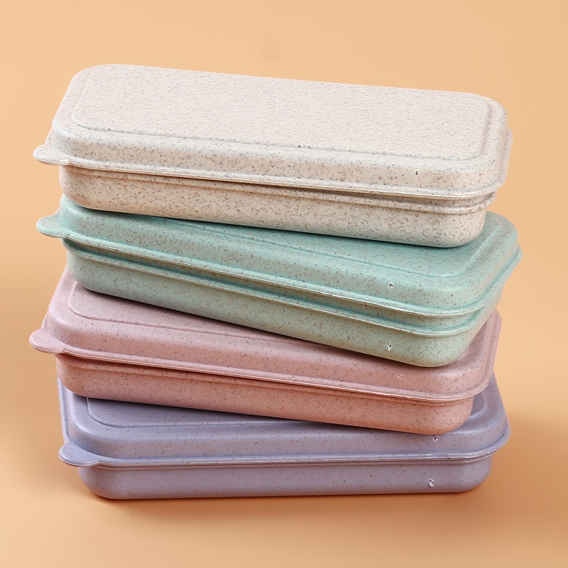 Set portabil de tacâmuri cu furculiță din paie de grâu set de tacâmuri pliabile pliabile cu bețișoare cu cutie set de tacâmuri de călătorie pentru picnic pentru camping